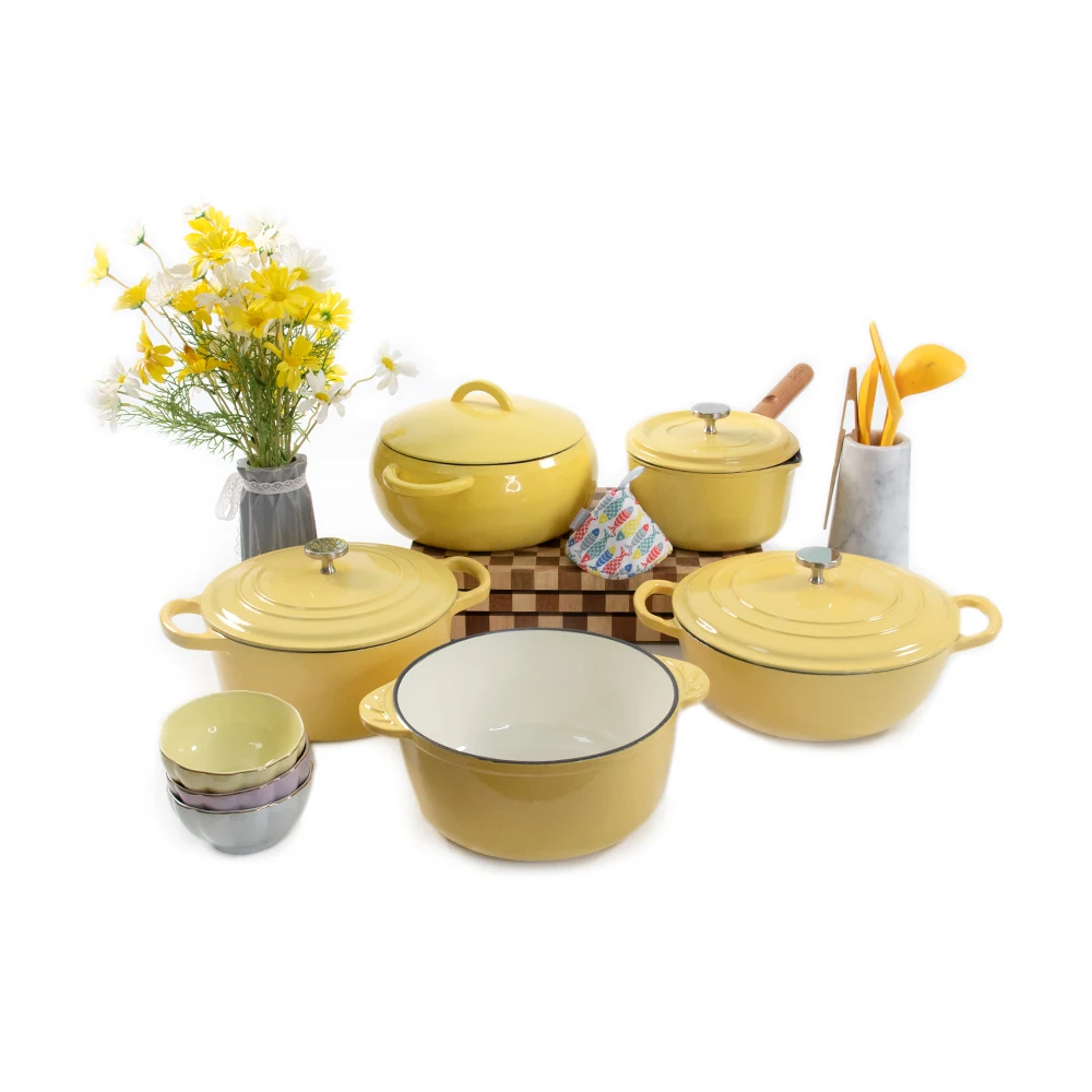 mcooker 2025 new enamel cast iron kitchen cooking pot casserole cookware set