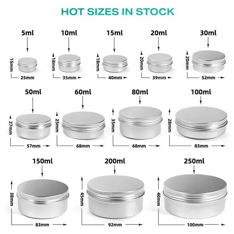 50ml metal packaging tin can jar for gift aluminum packing tins jars can round empty can for candles