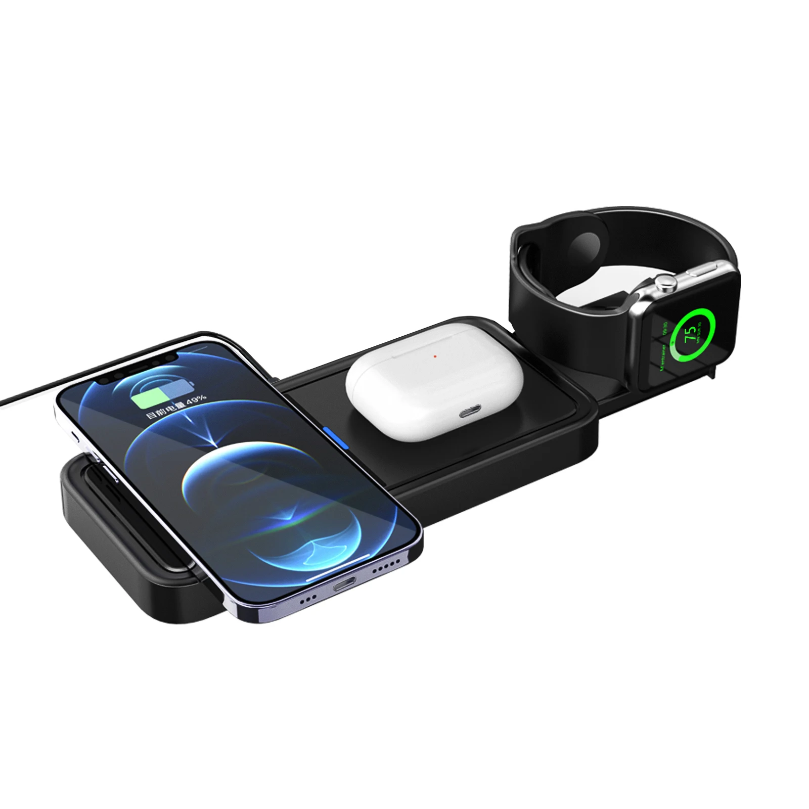 Newest 4 In 1 Qi Fast Charger Wireless Charging Multi Docking Station 3 In 1 For Watch For Iphone 15 14 13 pro max