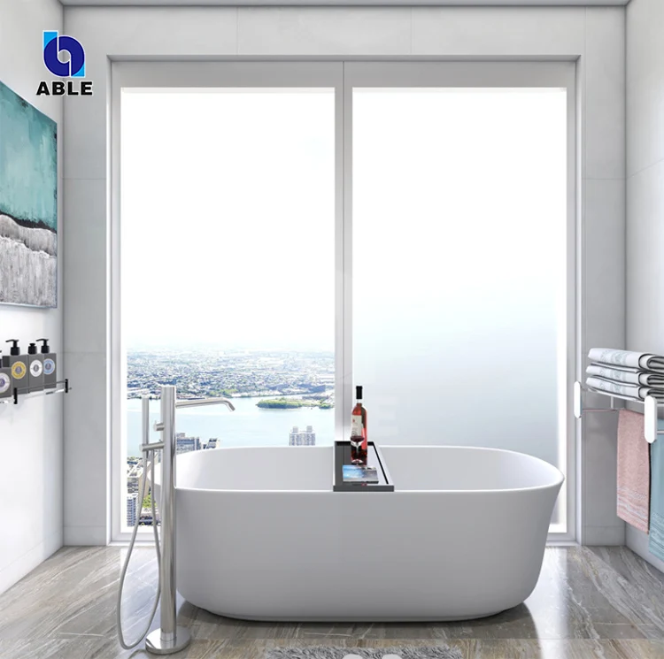 SUSUKU White Frosted Circle Glass Window Decorative Privacy Film Adhesive for