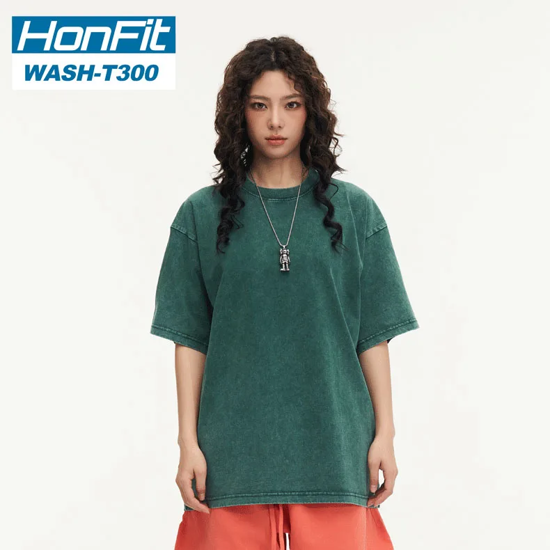high quality custom design 300 gms cotton blank washed t shirts breathable men and women wash t shirt