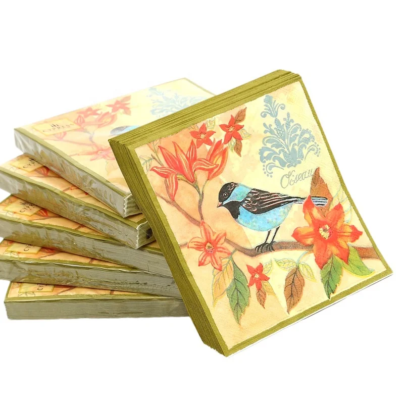 Оптовая продажа одноразовых 3-слойных бумажных салфеток 33x33 см для одноразового использования