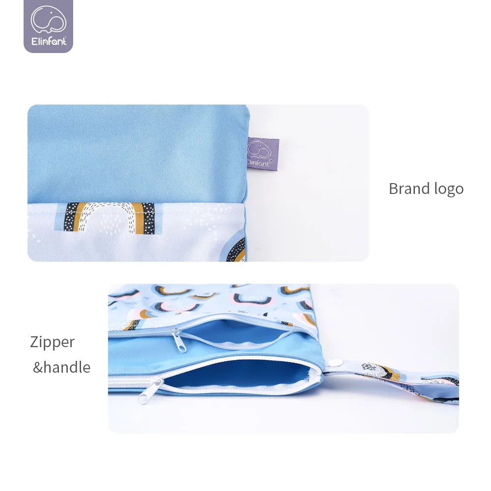Elinfant custom size OEM PUL waterproof nappy wet bag pocket mommy bag washable reusable cloth diaper bag for baby
