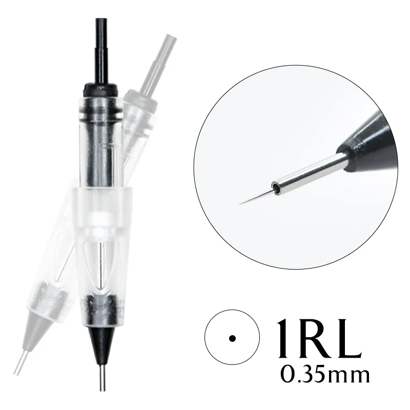 PM BEAUTY  Microblading Stainless steel tip Cartridge Eyebrow 0.2mm 1RL Thinner Needle for microblading machine