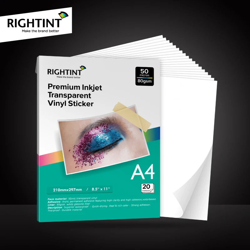 Прозрачная виниловая самоклеящаяся прозрачная пленка пэт для струйной печати