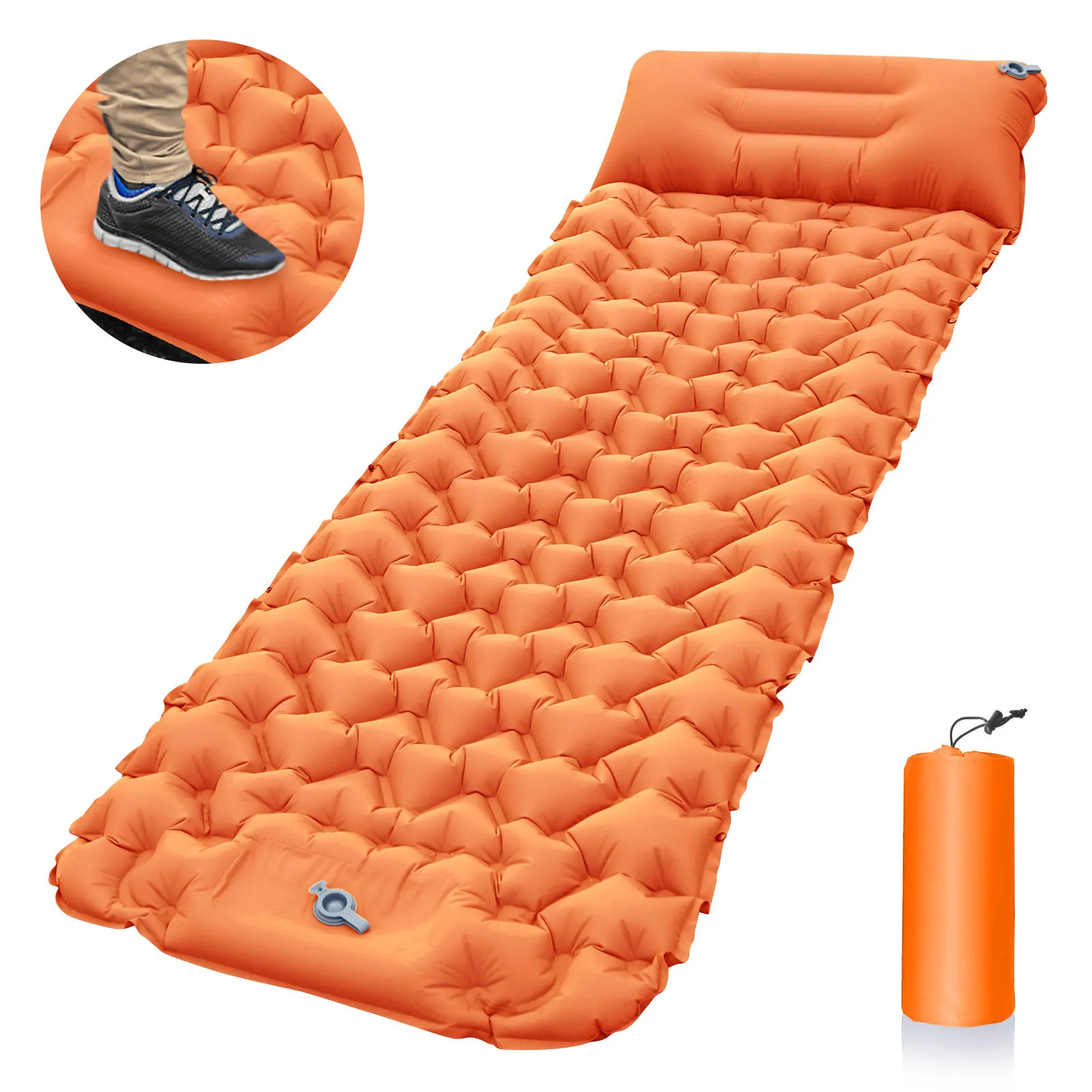 2024 Outdoor inflatable foot pads for lightweight carrying outdoor camping self inflatable air bed mattresses