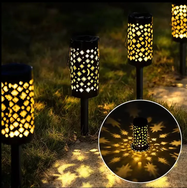 Customized Solar Garden Lamp Floor Mounted Star Moon Hollow Design for Lawn Outdoor Lighting Powered by Sun Energy