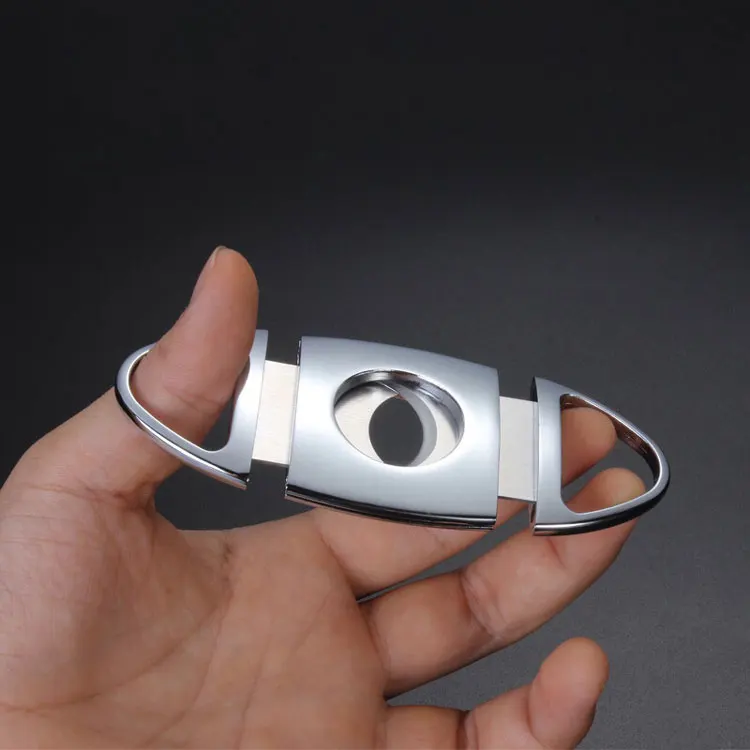 Online wholesale Portable Metal Smoking Cigar Accessories Stainless Steel Durable Manual Zinc Cigar Cutter
