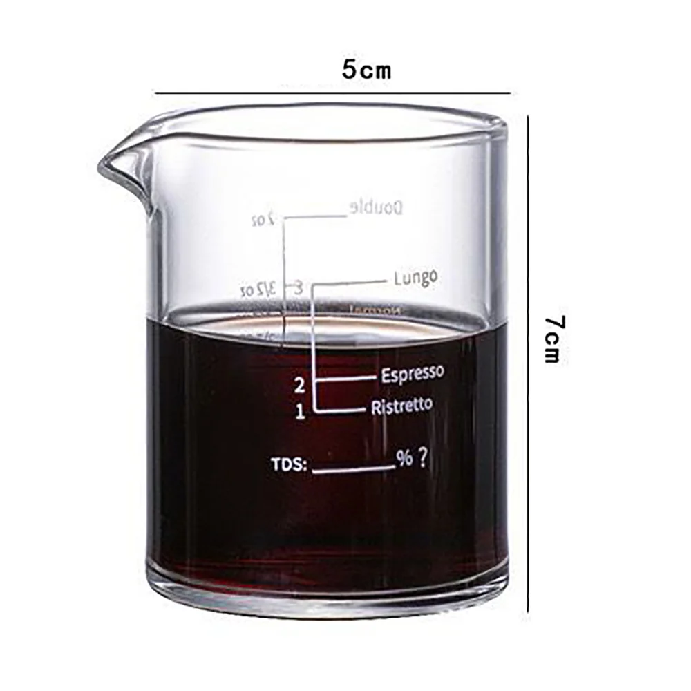 BCnmviku 60ML/2 OZ Single Spout Measuring Glass Low Form Beaker Espresso Accessories Multi-Purpose High Borosilicate Glass