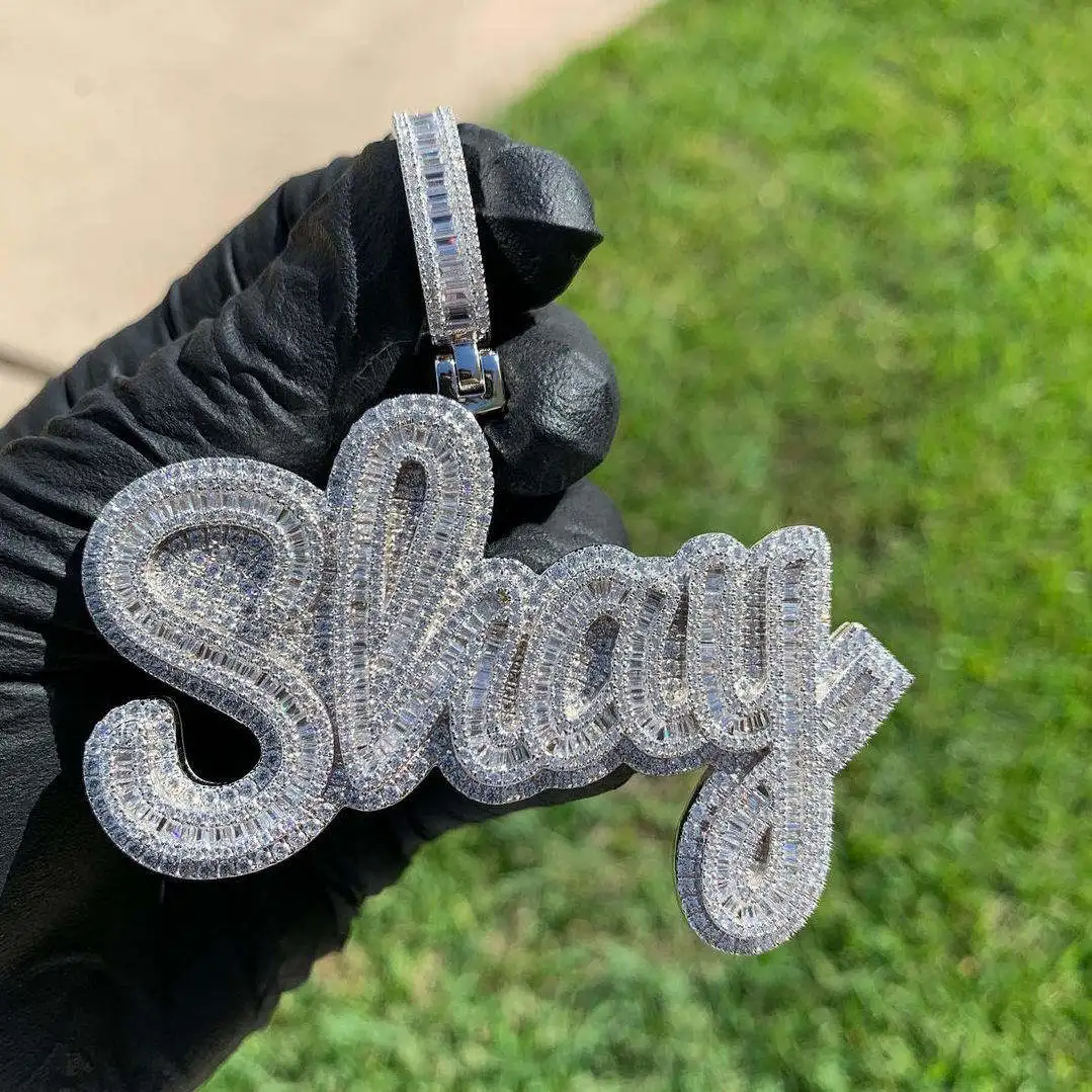 Кулон в стиле хип-хоп из серебра 925 пробы с буквенным логотипом на