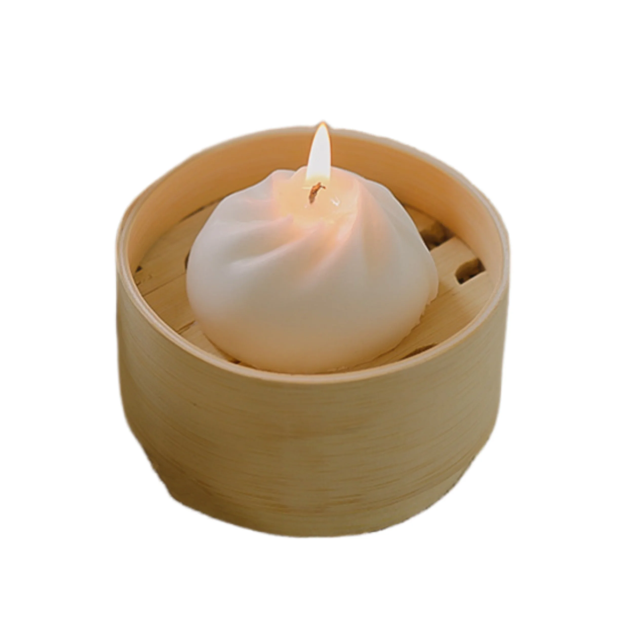 Creative Food White Mini Dumpling Steamed Bun Dimsum Shape Scented Candle