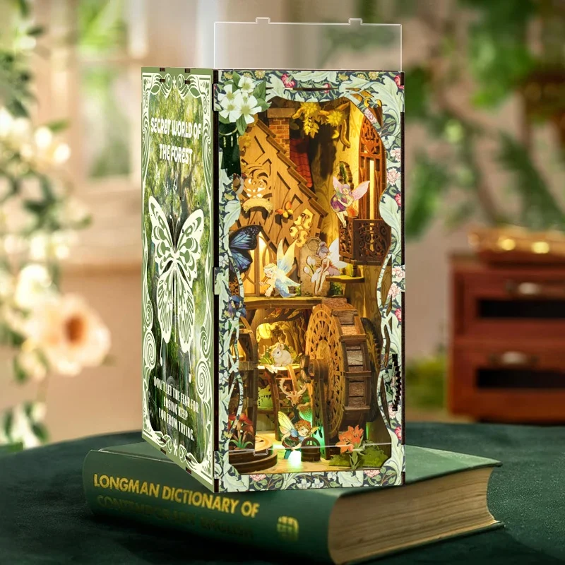 Detective diy craft kits music miniature kit 3d puzzle wooden art bookends of astronomy book nook