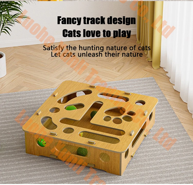 Curated Wooden Cat Maze Game: Combines Furniture Elements, Creates a Warm Pet Space