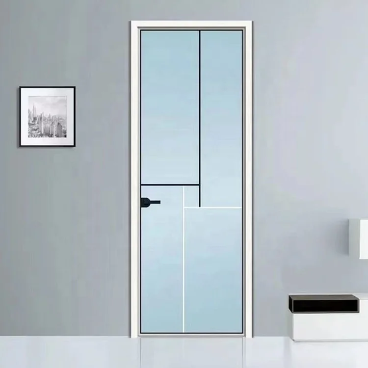 Modern aluminum frame interior swing tempered glass bathroom shower door