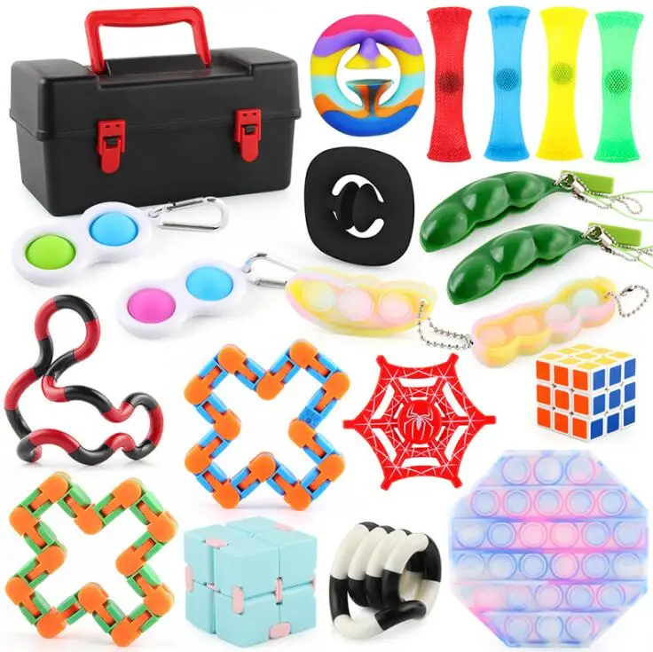 
DIY mix different Sensory Fidget Toy Set Box for Kids 38 Pack Including Push pop Fidget Toys Pack 