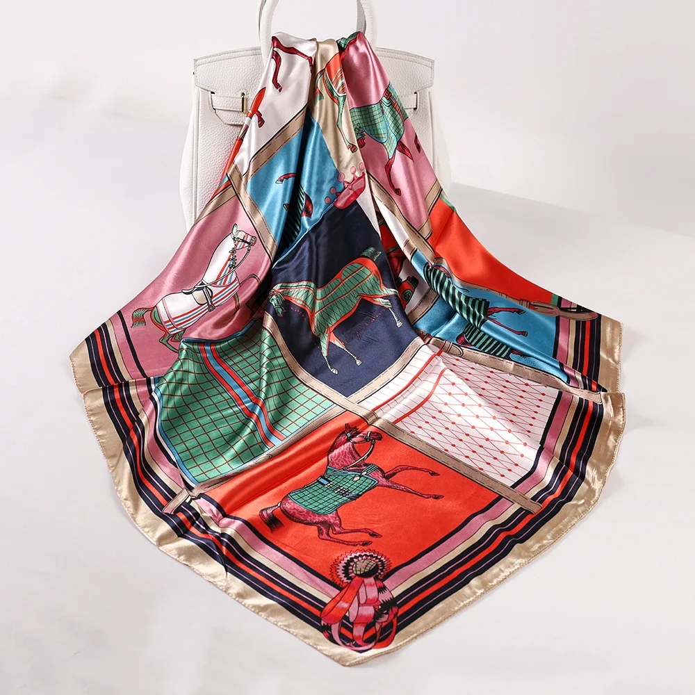 Европейский и американский модный узор саблевидного седла, шарф с саржевым принтом, большой квадратный шарф, оптовая продажа от