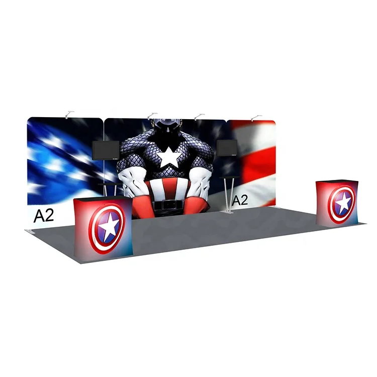 Portable Aluminium Frame Backlit Exhibition Trade Show Booth Wall Banner Stand Straight Backdrop Tension Fabric Pop up Display