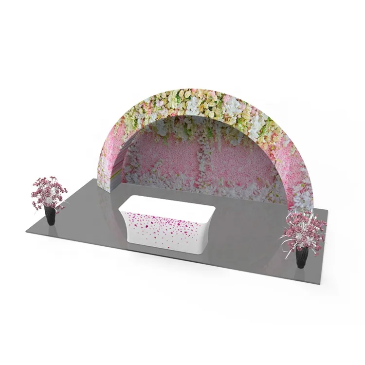 Top quality aluminum tension fabric quick set up trade show exhibition booth arch display stand