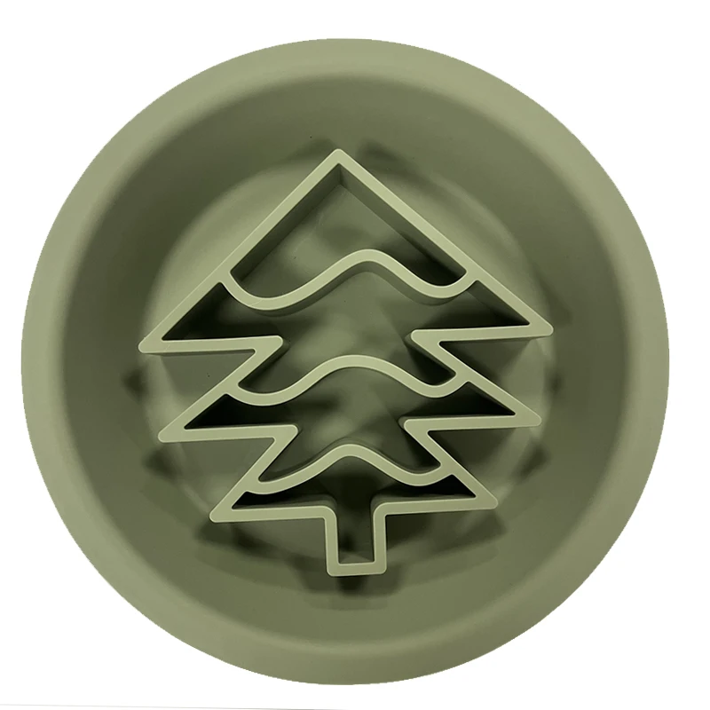 ZMaker 2024 Christmas Tree Silicone Slow Feed Dog Bowl 2 In 1 Dog Lick Mat Pet Licking Bowl Christmas Slow Feeder Dog Bowl