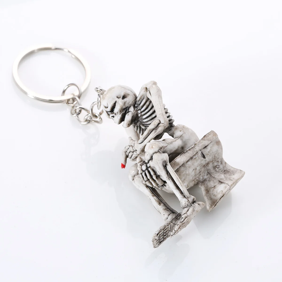 Figure Human Skeleton Key Ring Handmade Resin Human Realistic Collectibles Hand Painted Resin Punk Chopper Bike Ring
