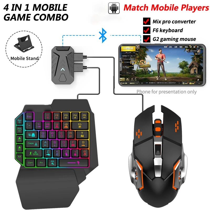 for PUBG Mobile Gaming Keyboard Mouse Combos RGB Backlit Keyboard and Mouse with Converter Adapter Set for PS4 PS5