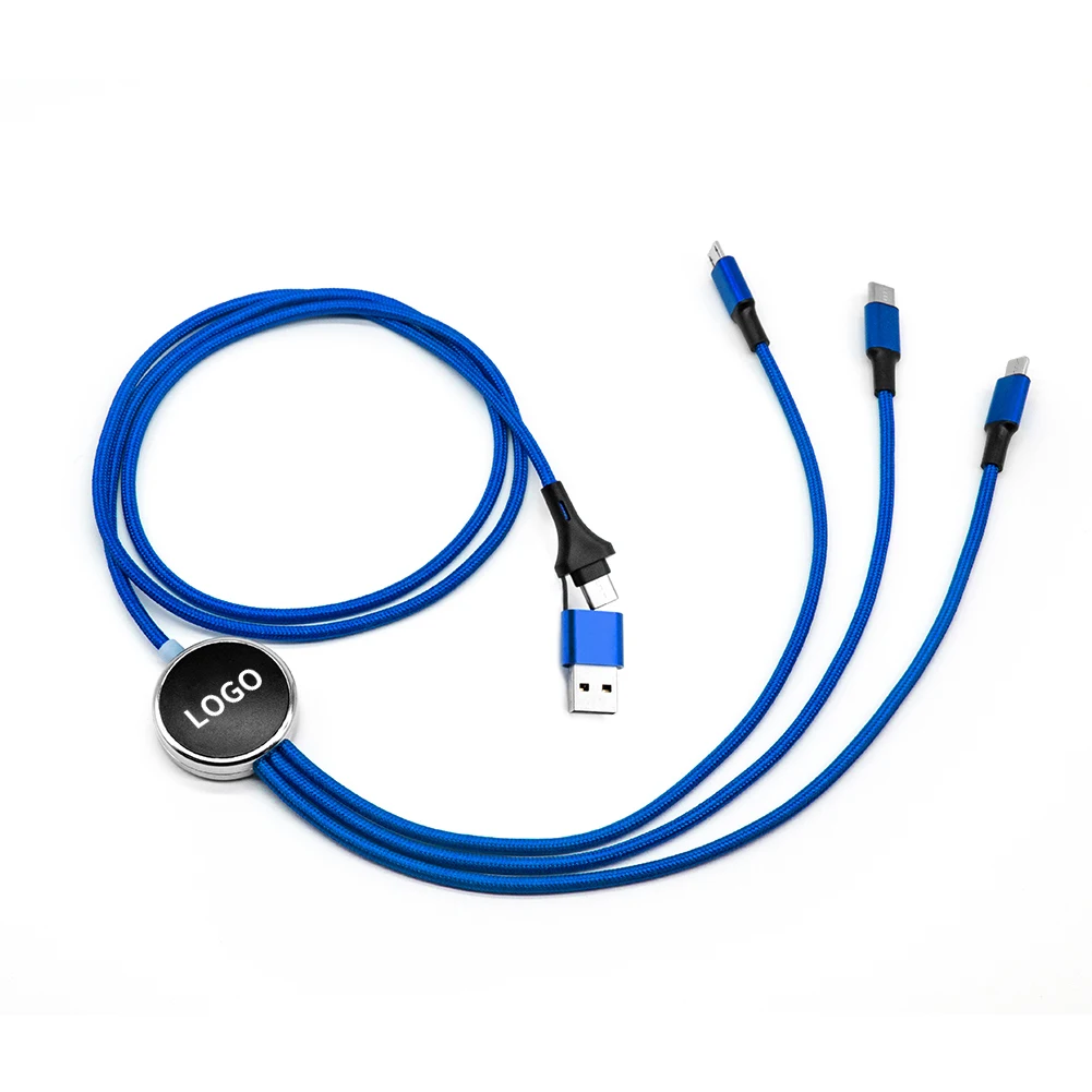 Cheap Promotional Gift Custom Laser Light up Logo 5-in-1 Type C Micro USB Charging Cables For All Smart Phone