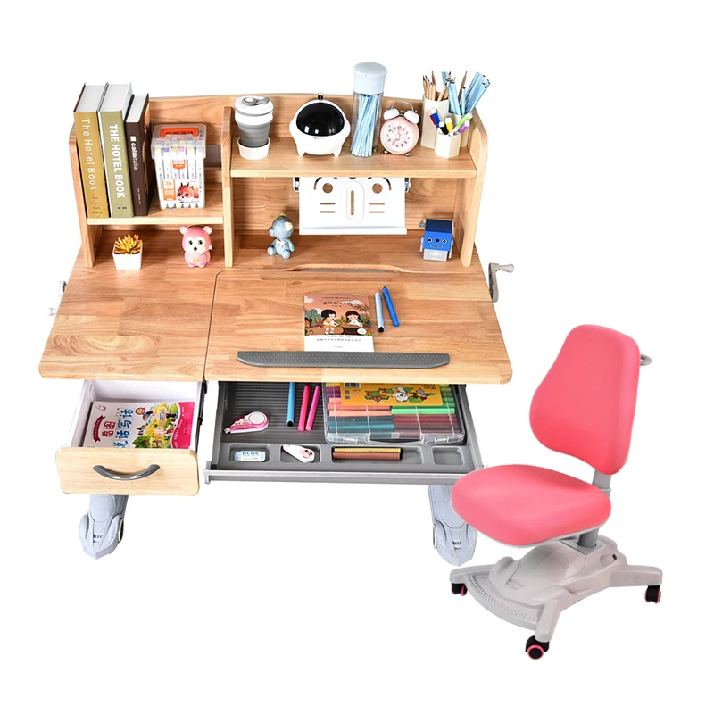 NEW adjustable study table and chair set  wooden  desk with drawers for kids