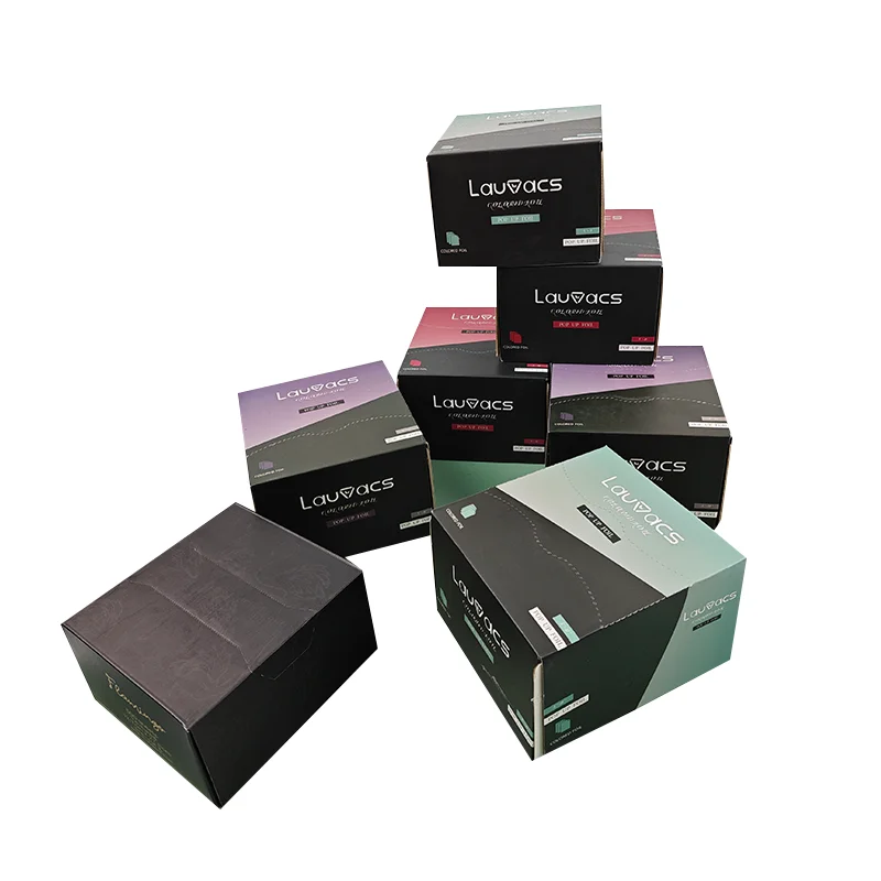 custom foil color box 500 pieces aluminum foil sheets 5x11 Inch Pre cut foil paper