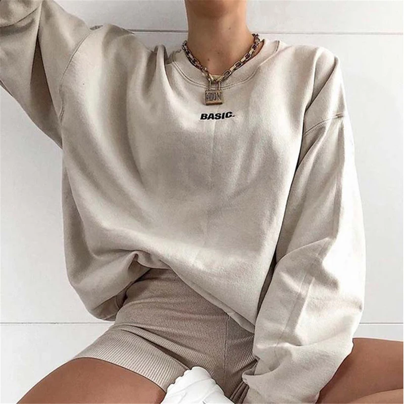 
Wholesale Custom Solid Color Cotton Women Fleece Crew Neck Hoodie Pullover women Sweatshirt 