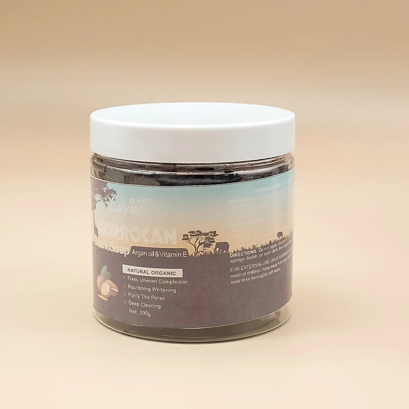 High Quality Moroccan Black Soap With Argan Oil Raw Material Face Whitening Skin Brightening Lightening Soap Body Bar Soap