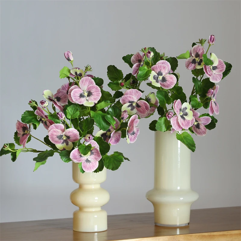 New Coming Popular Wedding Flower Artificial Fringed Iris Flower Silk Artificial Pansy Leaves Bouquet
