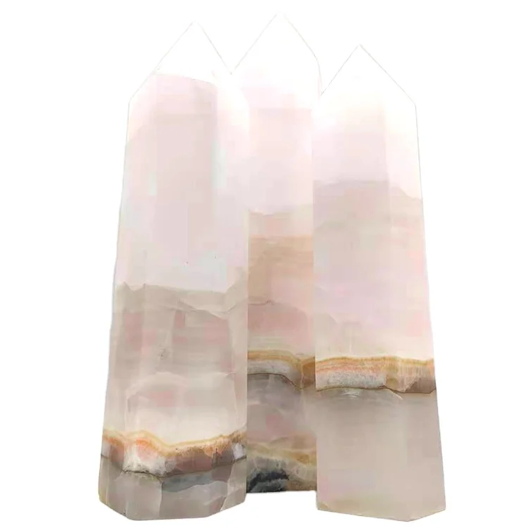 
Wholesale pink crystal tower Afghan jade pink crystal tower for home decoration 