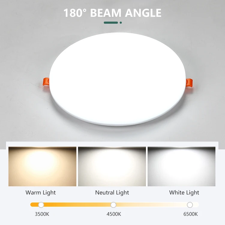 Good Quality Plastic Flat Frameless Square Round 9w 18w 24w 36w Recessed Ceiling Led Panel Light