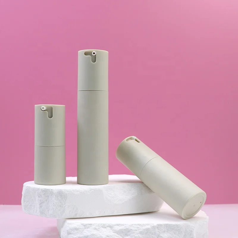 wholesale custom color frosted crimp neck 15ml 30ml 50ml pump cosmetic airless plastic bottle