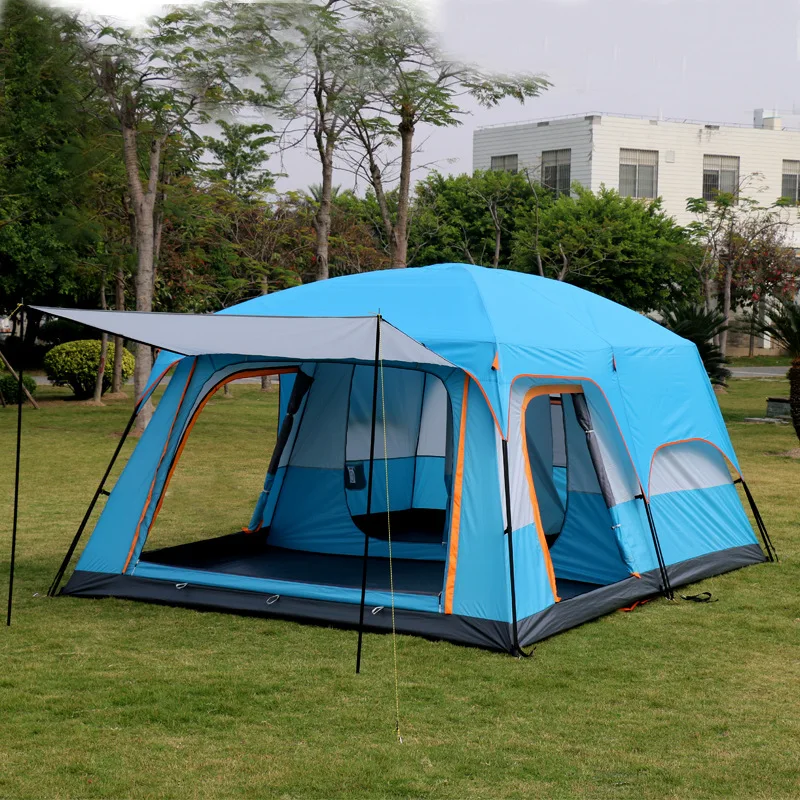 Factory sale 5-8 person Luxury Large Dome Family Waterproof Folding two rooms Outdoor Camping Tent