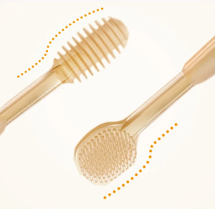 Baby Soft Bristle Toothbrush and Silicone Tongue Brush Infant Toddler Oral Care Toothbrush Training Teeth Brushes with Cover