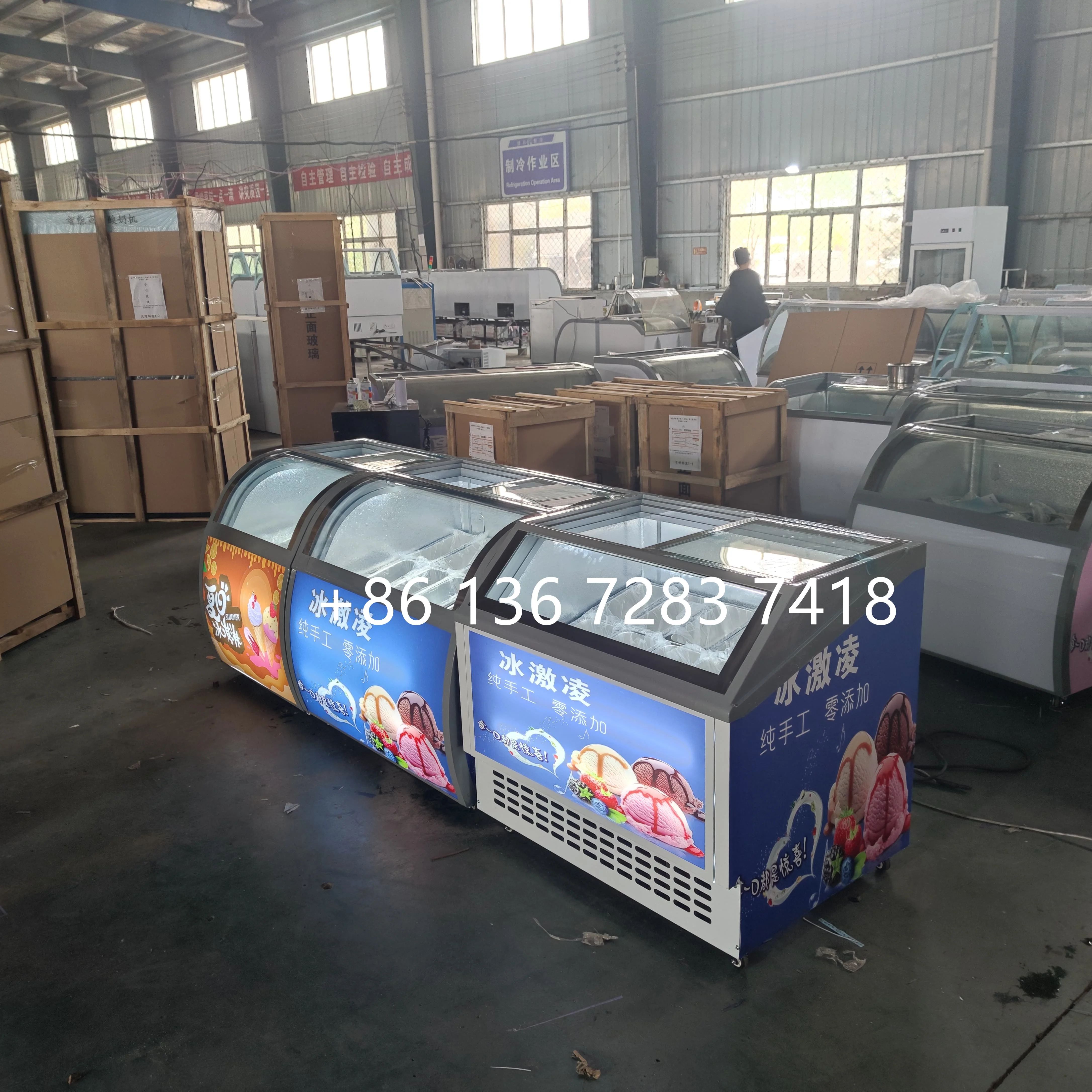 Factory price ice cream popsicle vending display showcase fruit juice bubble tea frozen cabinet with high quality
