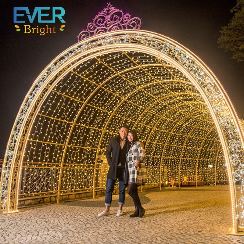 Arch shape lighting up LED tunnel  Decorated christmas spheres street motif lights holiday festival ornament for sale