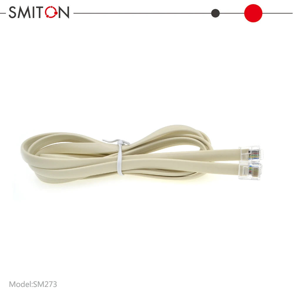 1m 2M Flat Rj12 6P6C Telephone Cable for Landline