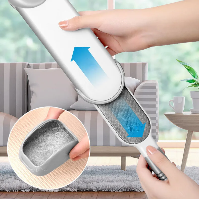Pet Hair Remover Lint Brush With Self-Cleaning Base, Improved Handle, Double-sided Fur Brush for Dog and Cat