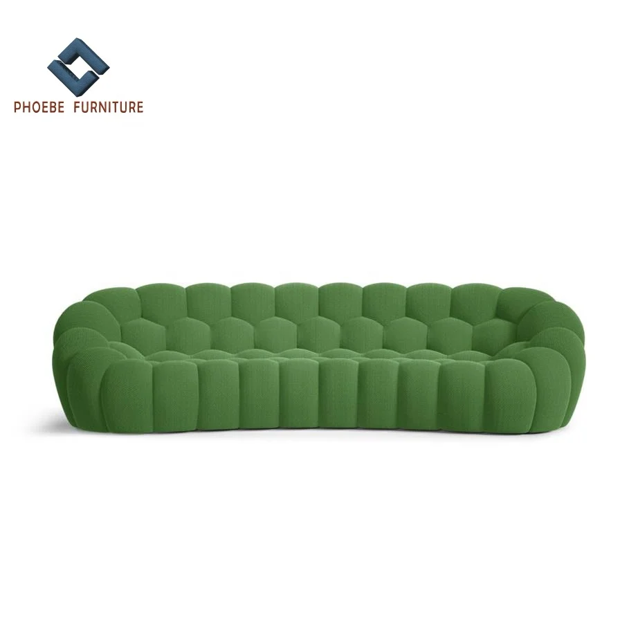 Bobois shaped polyurethane bi-density HR foam techno 3d fabric curved bubble sofa
