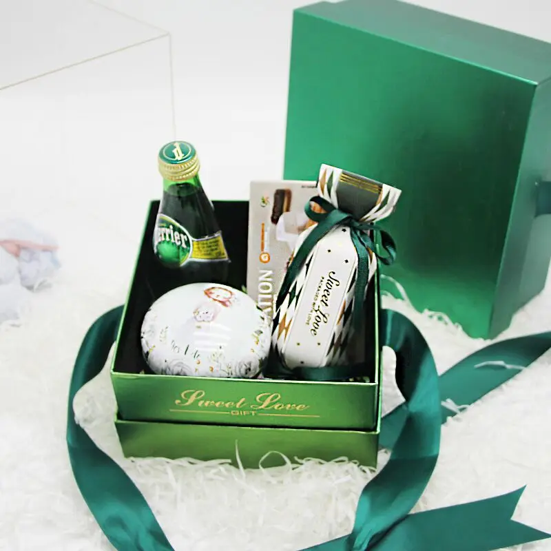
Dark Green Wedding Candy Gift Box PVC Plastic Box with Ribbon Packaging Chocolate Foldable 