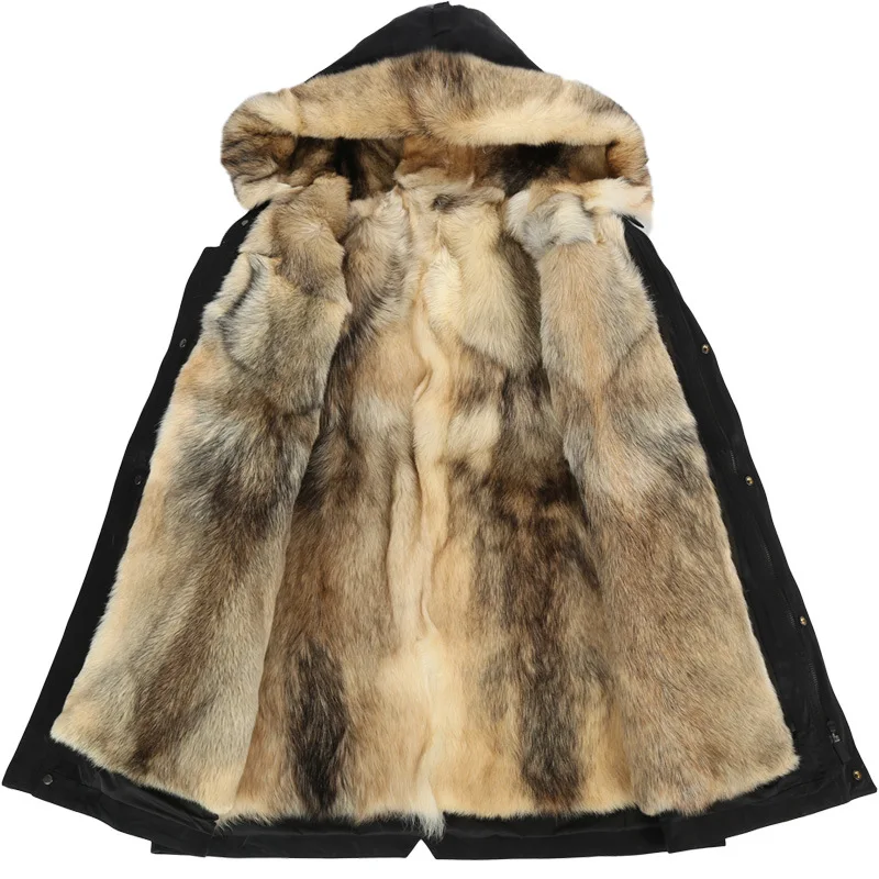
Fashion fox fur lining genuine sheepskin leather jacket for men 