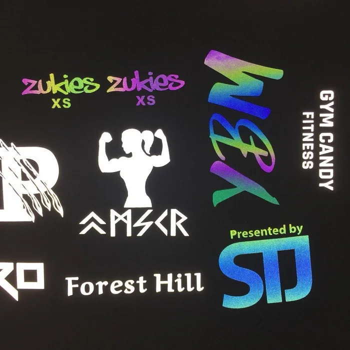 reflective graphics logo for clothing /reflective text logo for clothing /Premium Adhesive  Iron On Heat Press logo