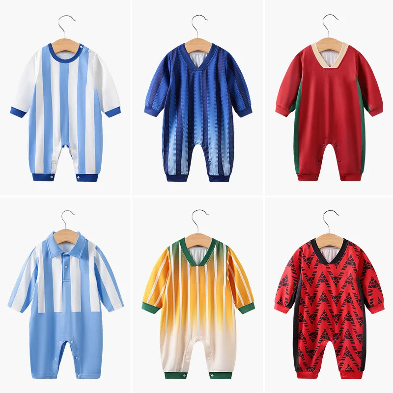 New baby football clothes onesie spring and autumn newborn clothes long sleeve sports wind baby ball clothes