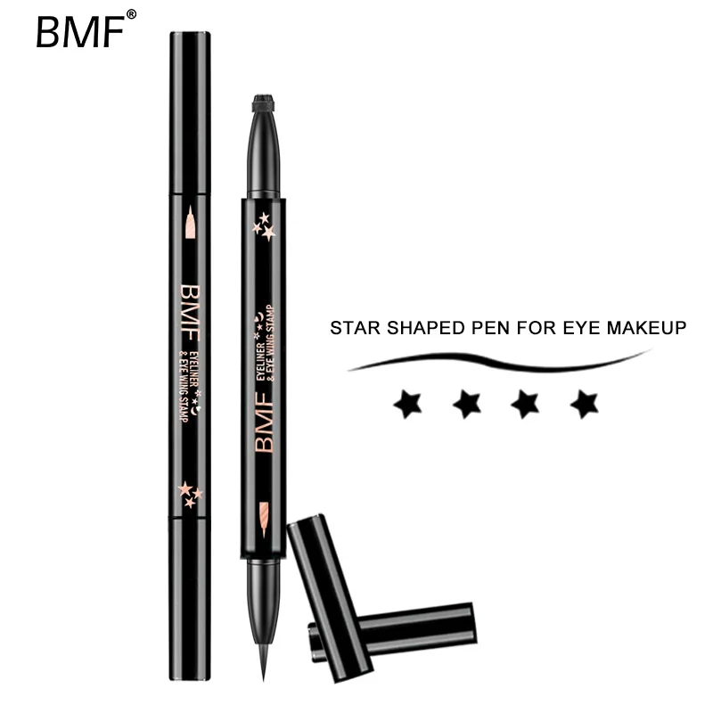 Private Label Double  star Head Eyeliner  Waterproof Long Lasting Liquid 2 in 1 Stamp Eyeliner