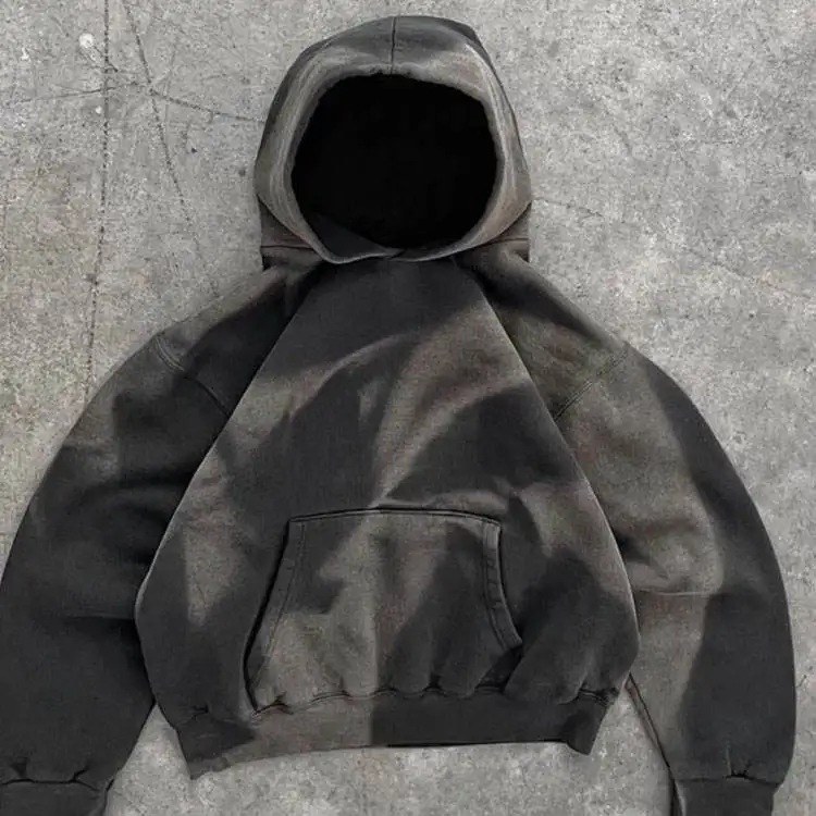 Custom Vintage Oversized 100% Cotton Heavyweight Sun Faded Blank Acid Washed Distressed Hoodie