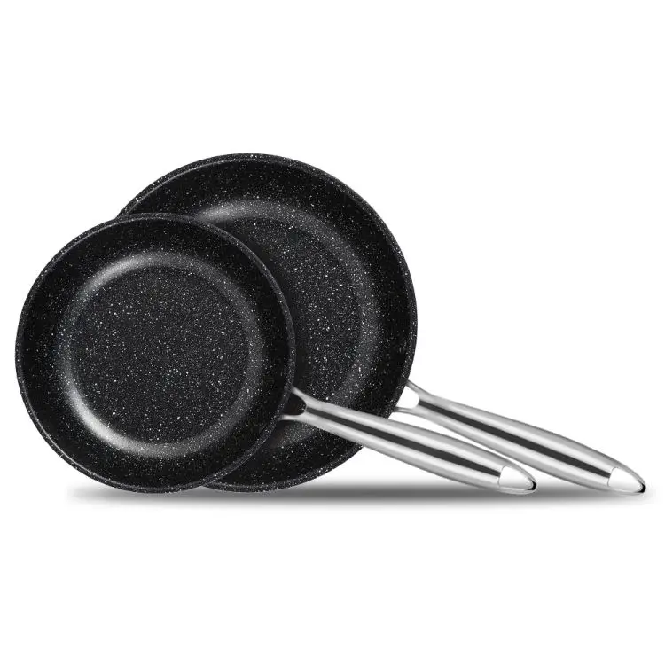 Homgeek Kitchen 2Pcs Skillet Stainless Steel Frying Pan Set Non Stick Cookware Set