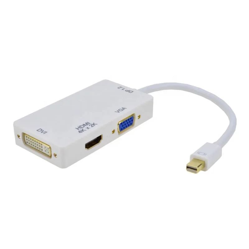 Thunderbolt to  Multi Port Adapter 4K HD Mini DP Display Port to VGA HD DVI White
