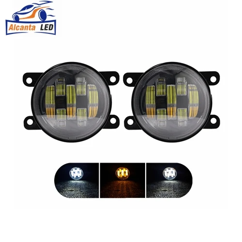 4 inch 70 w  light wth yellow White Fog Light For lada Super Bright Auto Parts 6000K New Halo Ring Drl accesorios para auto fog